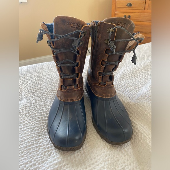 Sperry Womens Brown & Blue Winter Rain Duck Boot Size 8.5m - Picture 2 of 6